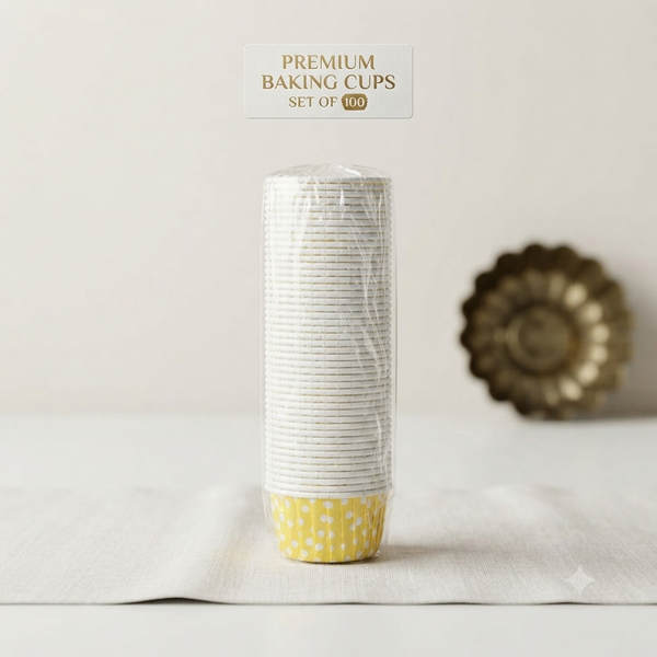 Yellow Polka Dot Cupcake Liners - 100 Pieces