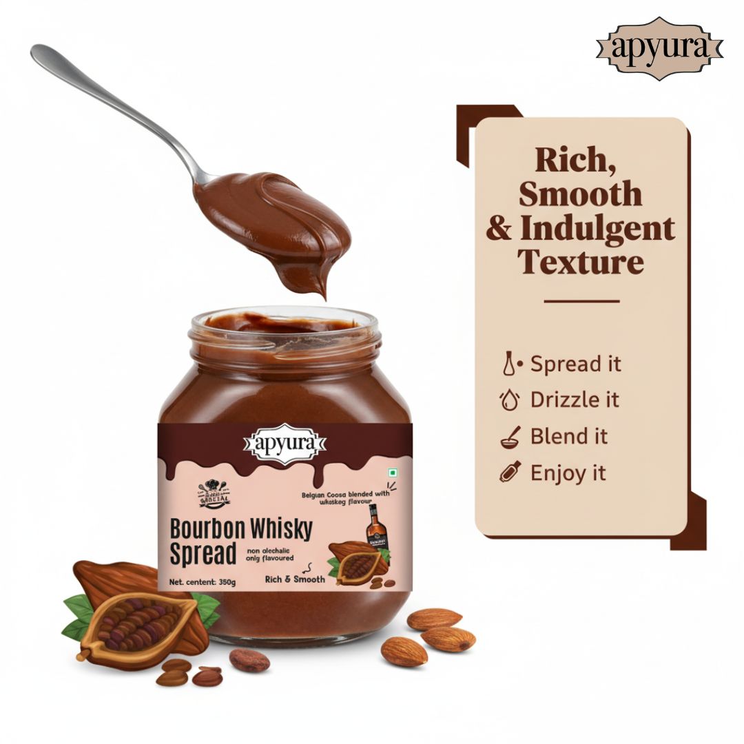 Apyura Bourbon Whiskey Flavour Spread & Filling –| Rich Smoky Dessert Flavour for Cakes, Desserts & Beverages (Non-Alcoholic)