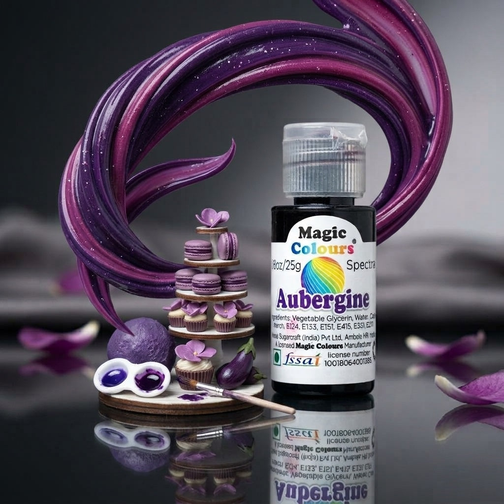 Magic Colours Spectral Gel Food Colour – Aubergine, 25g | Highly Concentrated Edible Gel Colour for Cakes, Fondant, Buttercream, Icing & Desserts