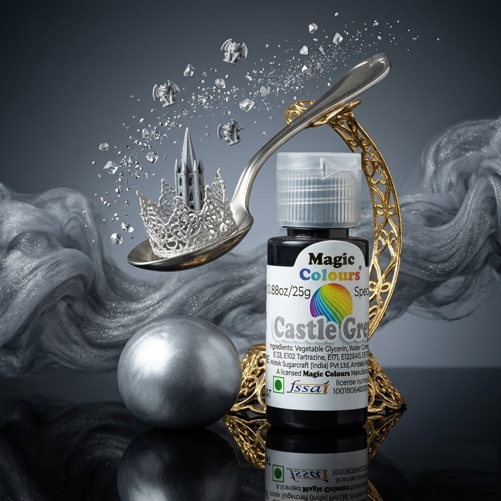 Magic Colours Spectral Gel Food Colour – Castle Grey, 25g | Highly Concentrated Edible Gel Colour for Cakes, Fondant, Buttercream & Icing