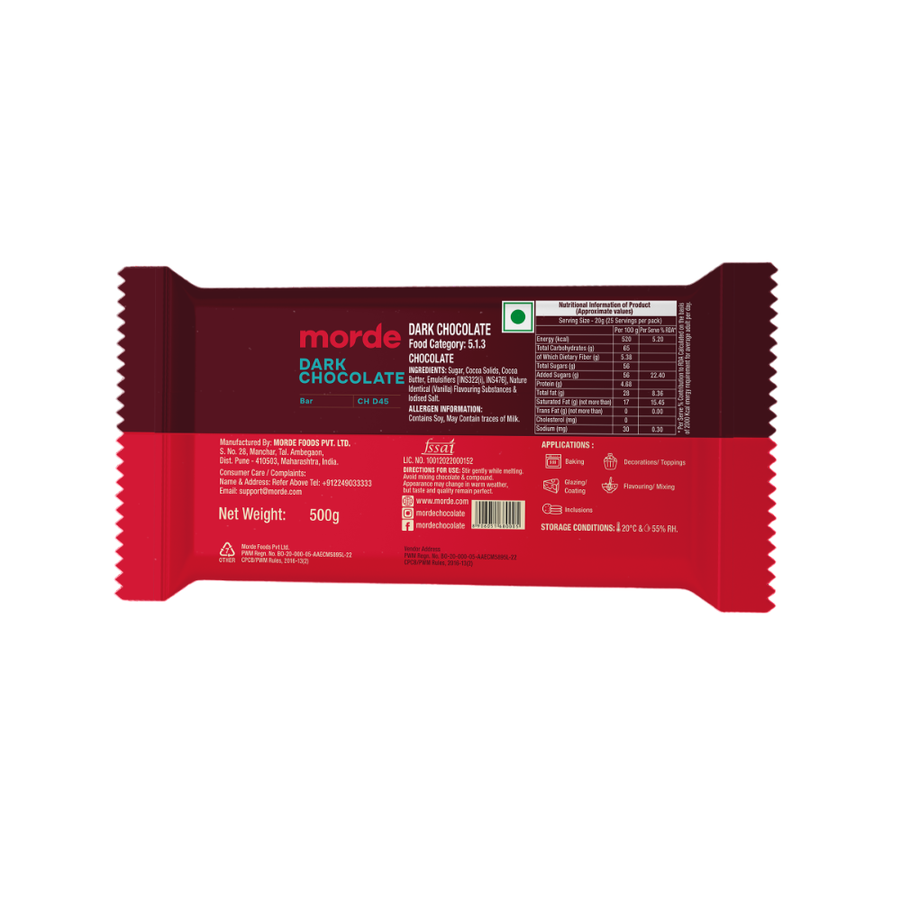 Morde Dark Chocolate Bar CH D45 500g