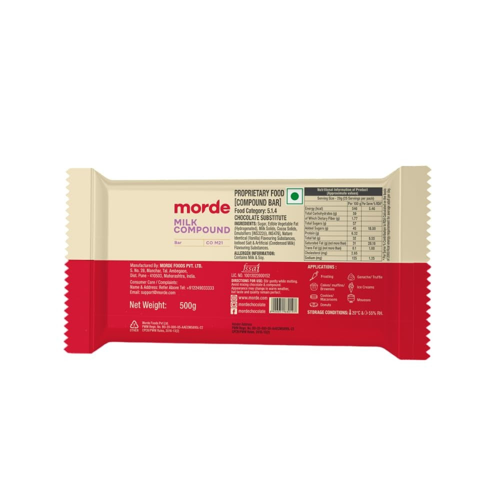 Morde Milk Compound Chocolate Bar CO M21 500g