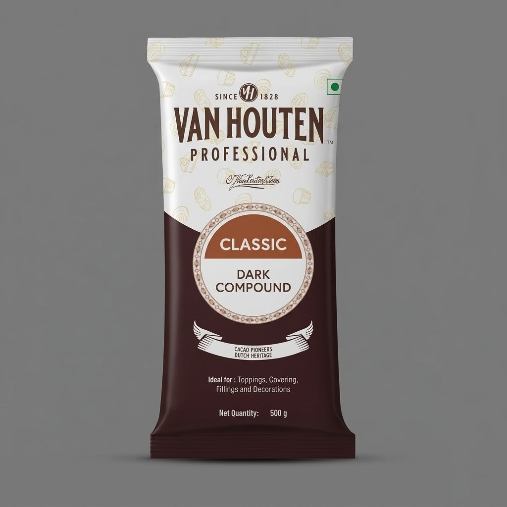 Van Houten Classic Dark Compound Chocolate Slab 500g | Dark Chocolate Compound for Baking & Desserts