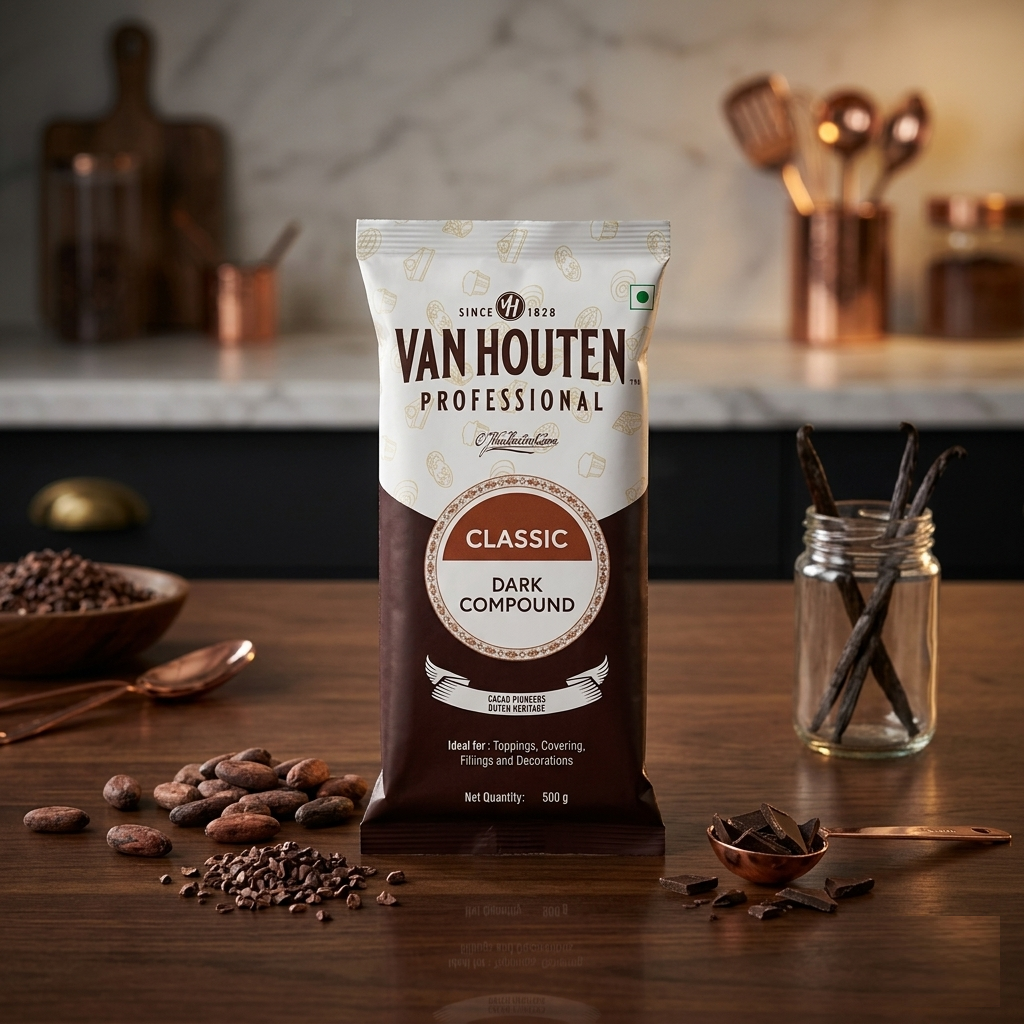 Van Houten Classic Dark Compound Chocolate Slab 500g | Dark Chocolate Compound for Baking & Desserts