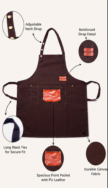 Dark Brown Kitchen Apron | Baking Cart