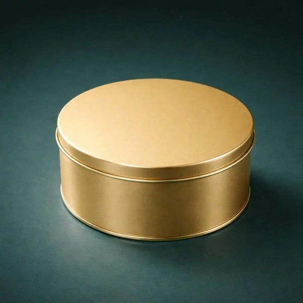Premium Round Gold Metal Cake Tin with Lid