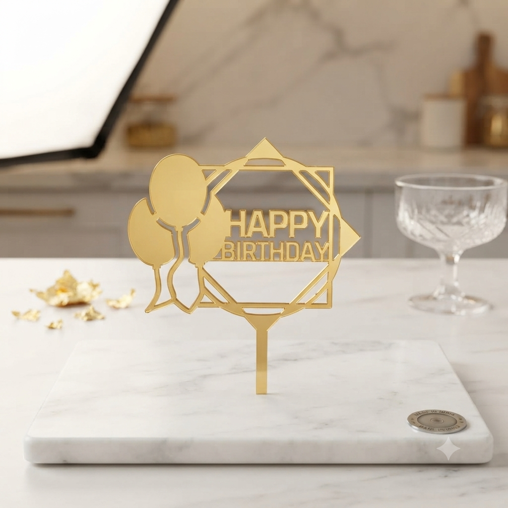 Geometric Balloon Acrylic Cake Topper