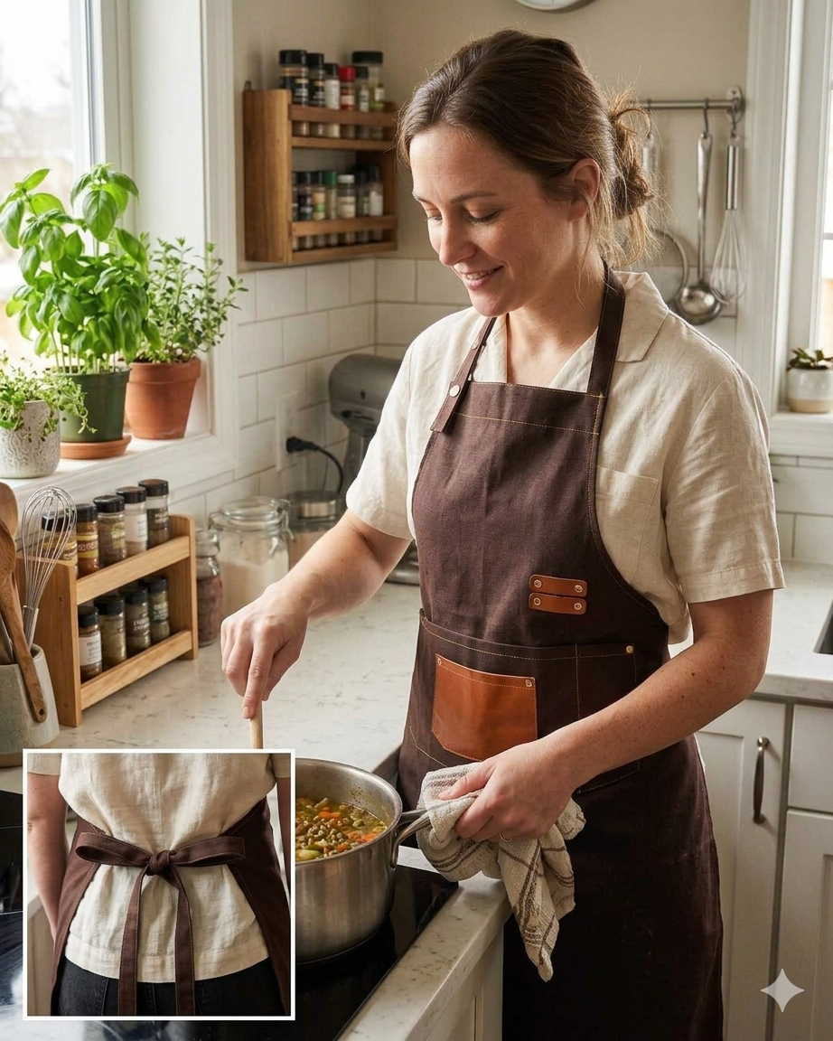 Dark Brown Kitchen Apron | Baking Cart