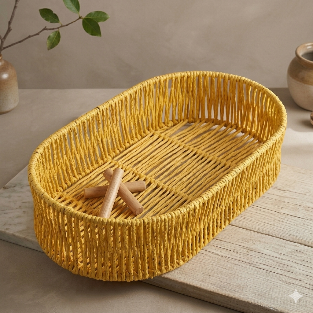 Premium Oval Wicker Gift Basket | Decorative Hamper Basket for Gifting & Home Décor