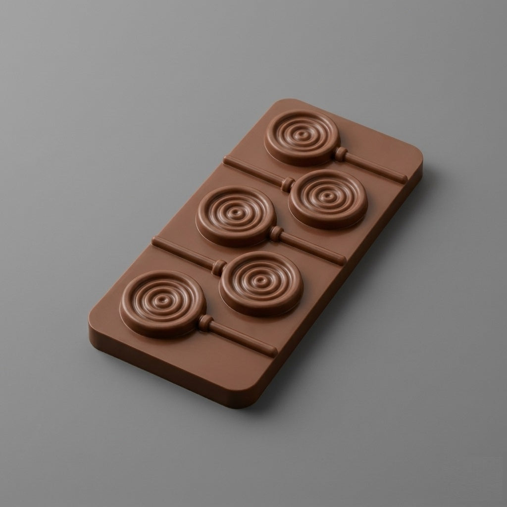 Premium Silicone Swirl Lollipop Chocolate Mold Tray - 6-Cavity