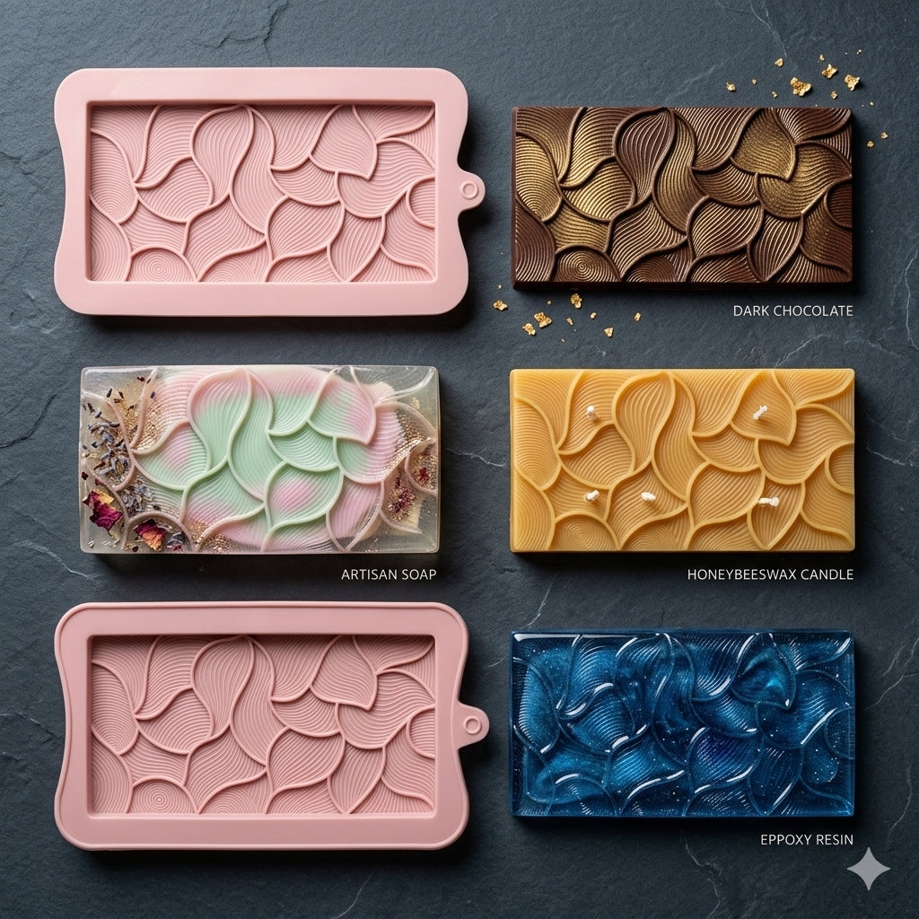 Abstract Petal and Line Texture Silicone Chocolate Bar