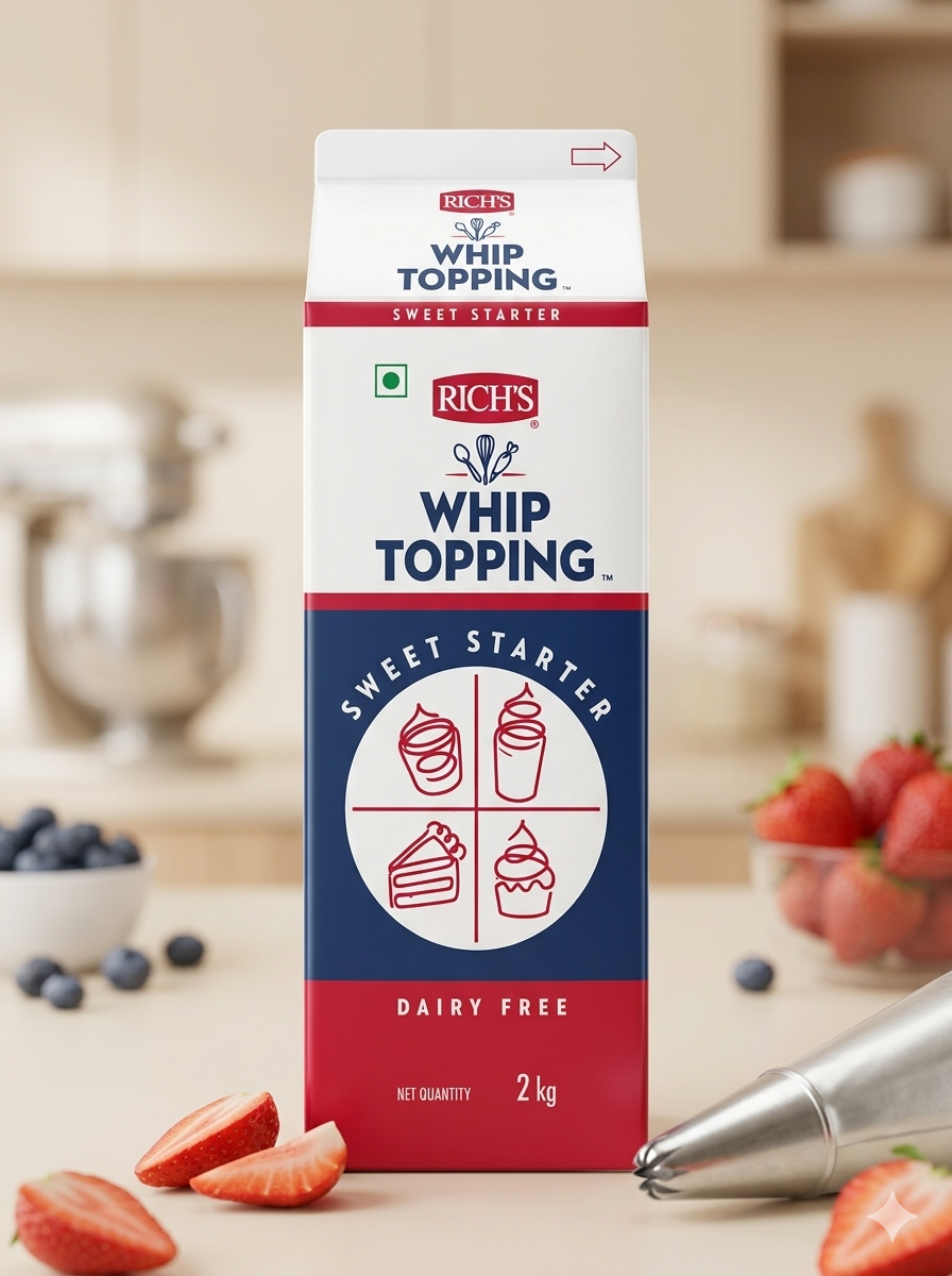 Rich’s Whip Topping Sweet Starter 2kg – Dairy-Free Whipping Topping for Cakes & Desserts
