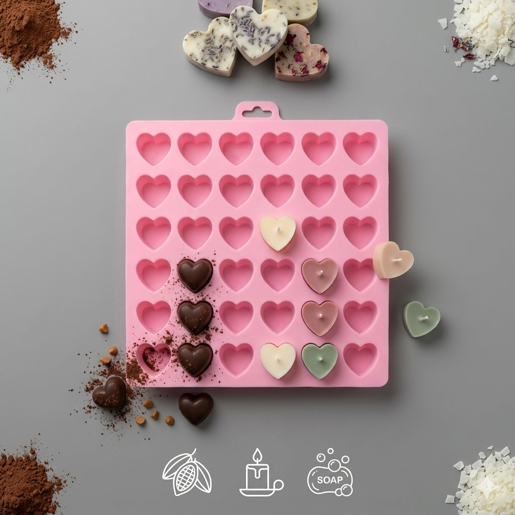 Premium Silicone Heart Chocolate Mold Tray - 36 Cavity