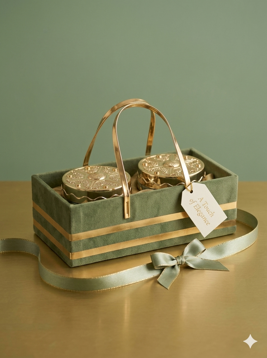 Premium Velvet Gift Tray with 2 Designer Glass Jars
