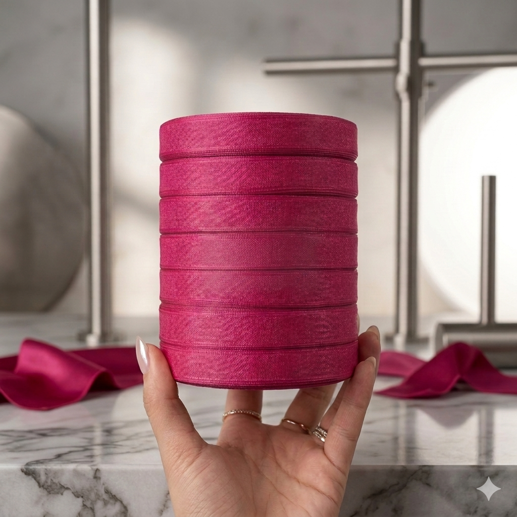Premium Fuchsia Pink Satin Ribbon Roll for Cake Decoration, Gift Wrapping, Wedding Decor & DIY Crafts