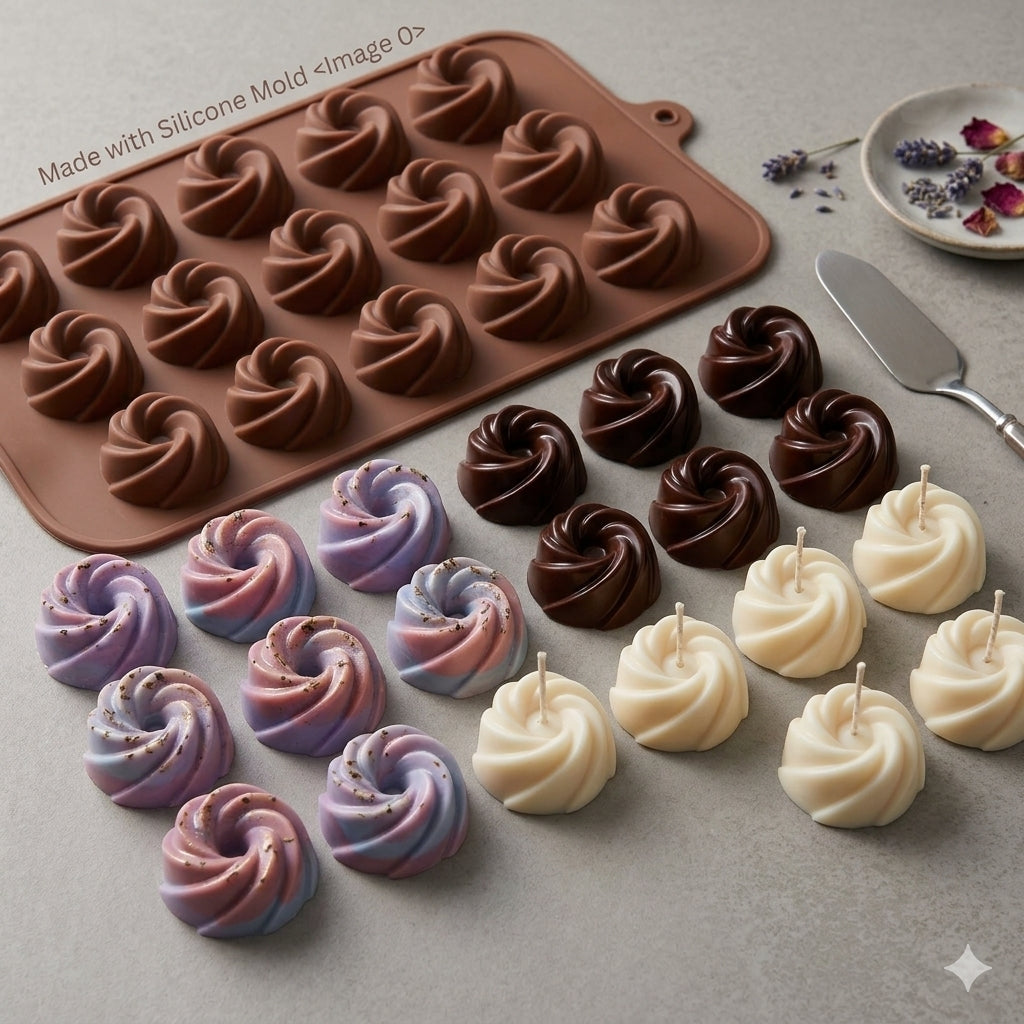 Premium Silicone Swirl Bundt Chocolate Mold Tray - 15-Cavity