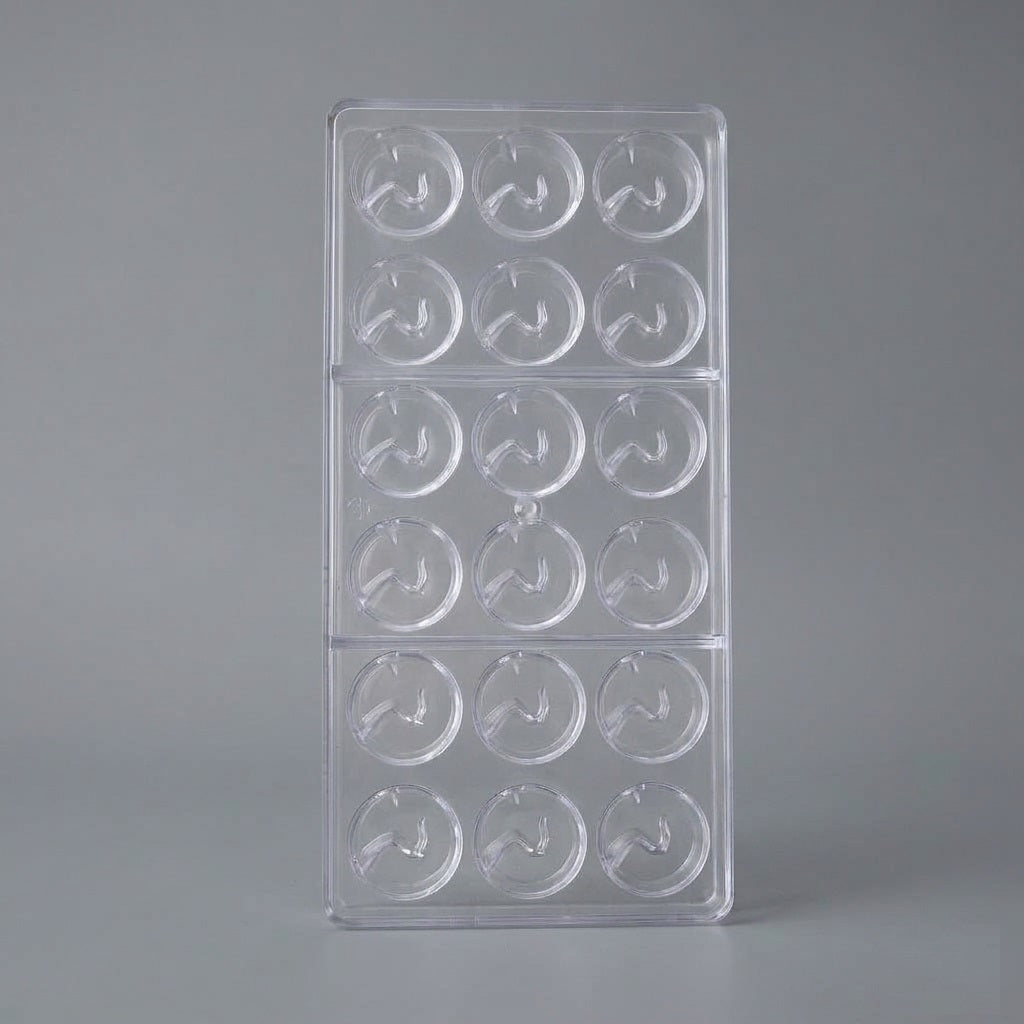 18-Cavity Round Swirl Chocolate Mold – Premium Polycarbonate Mold for Chocolates, Pralines, Truffles & Candy Making