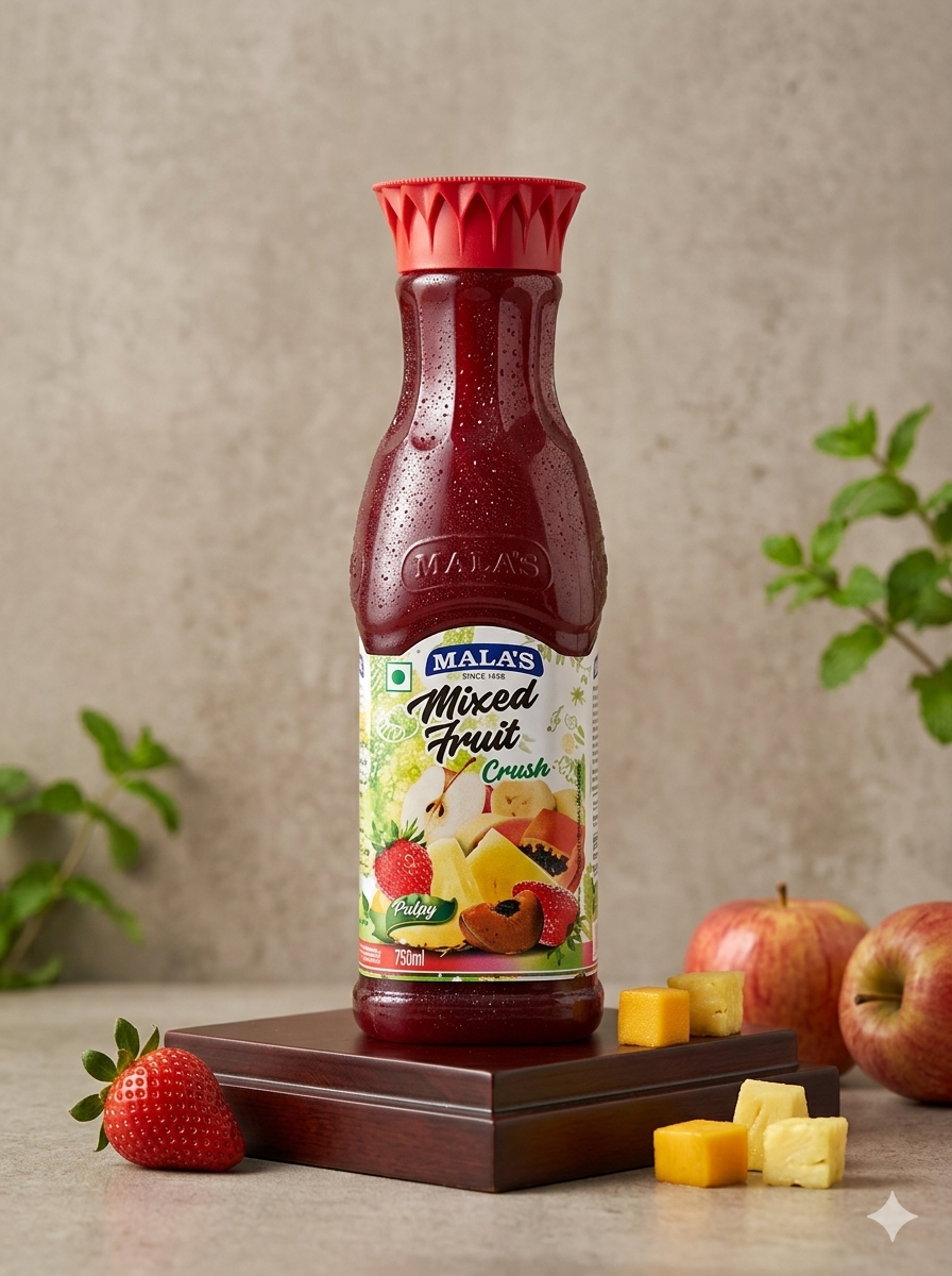 Mala’s Mixed Fruit Crush 750ml – Fruity Dessert Crush for Cakes, Mocktails, Ice Cream & Beverages