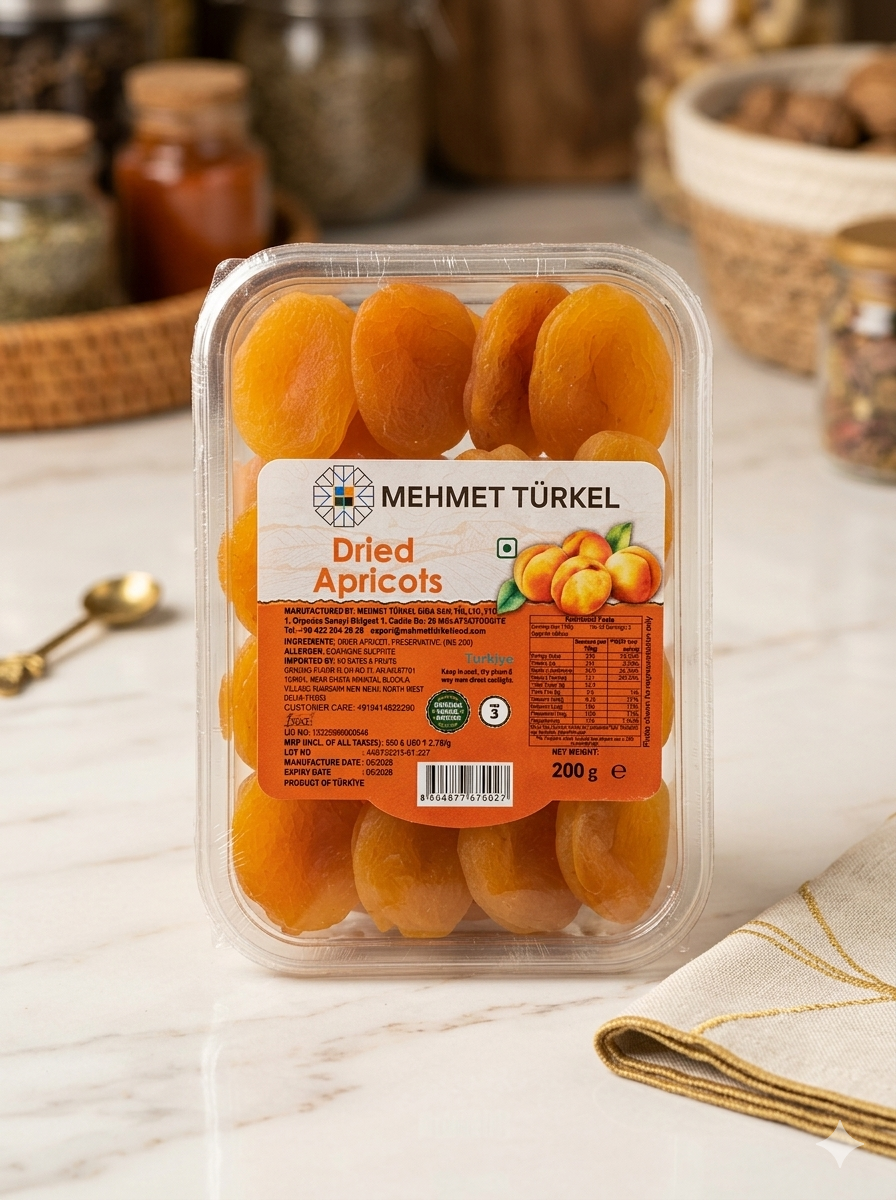 Mehmet Türkel Dried Apricots 200g | Premium Turkish Dried Apricots | Naturally Sweet & Soft Dried Fruit