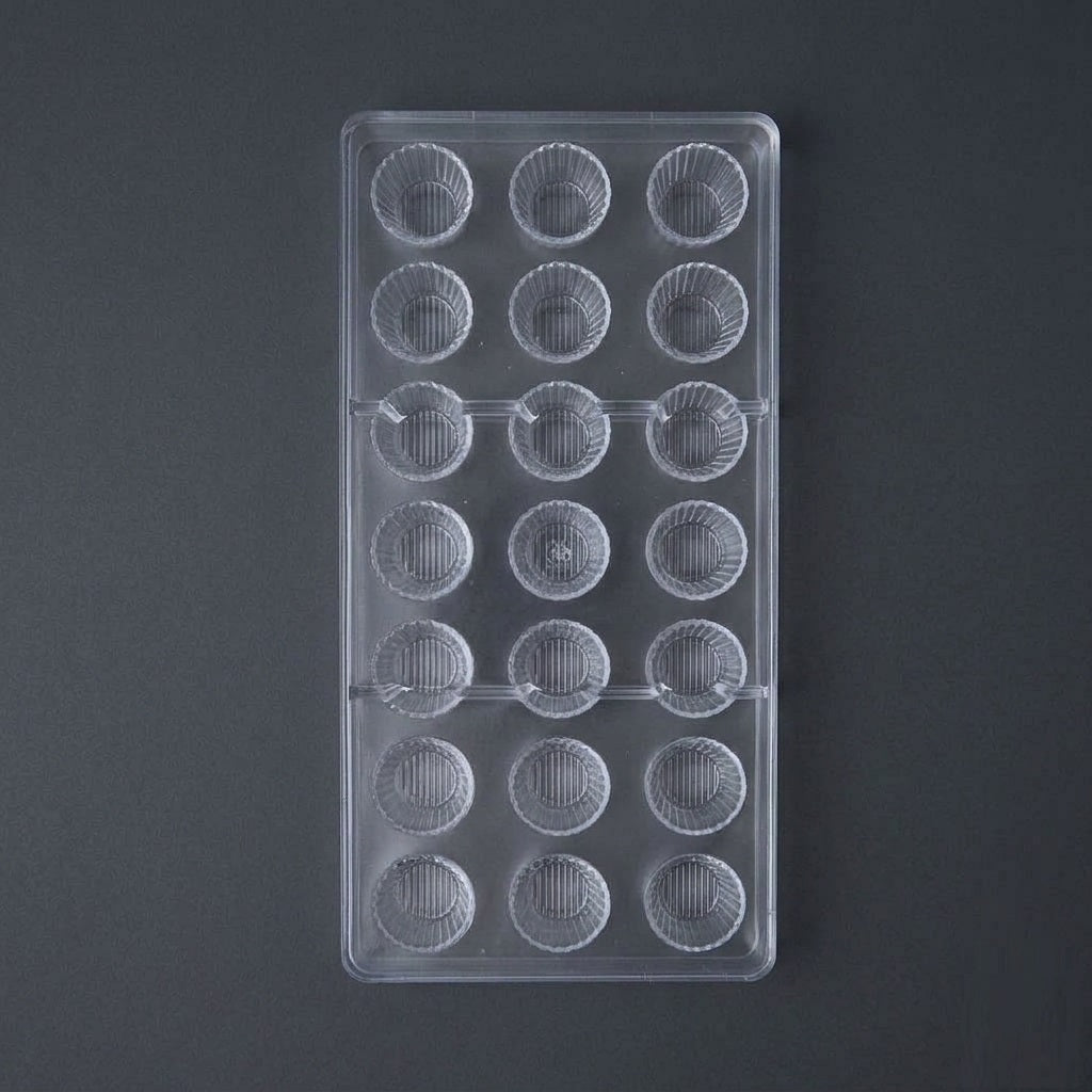Premium Polycarbonate Fluted Round Chocolate Mold (18 Cavity)
