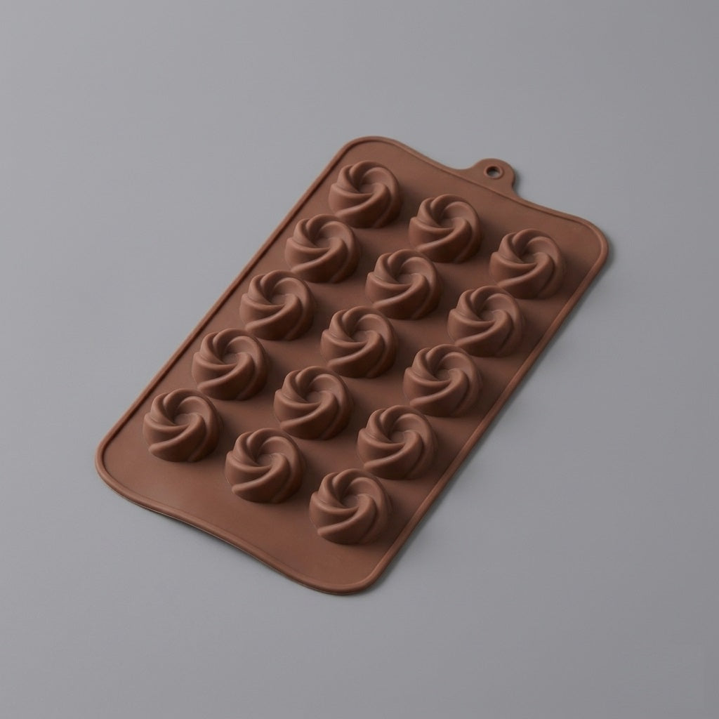 Premium Silicone Swirl Bundt Chocolate Mold Tray - 15-Cavity