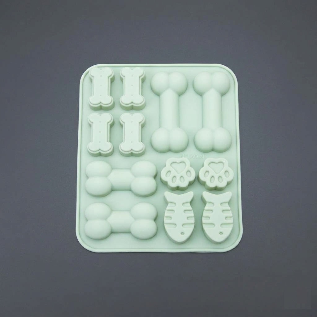 Pet-Themed Silicone Chocolate Mold – Bone, Paw & Fish Shape Candy Mold | 12 Cavity DIY Baking Mold