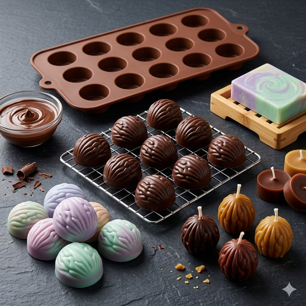 Premium Silicone Ridged Dome Chocolate Mold Tray - 15-Cavity