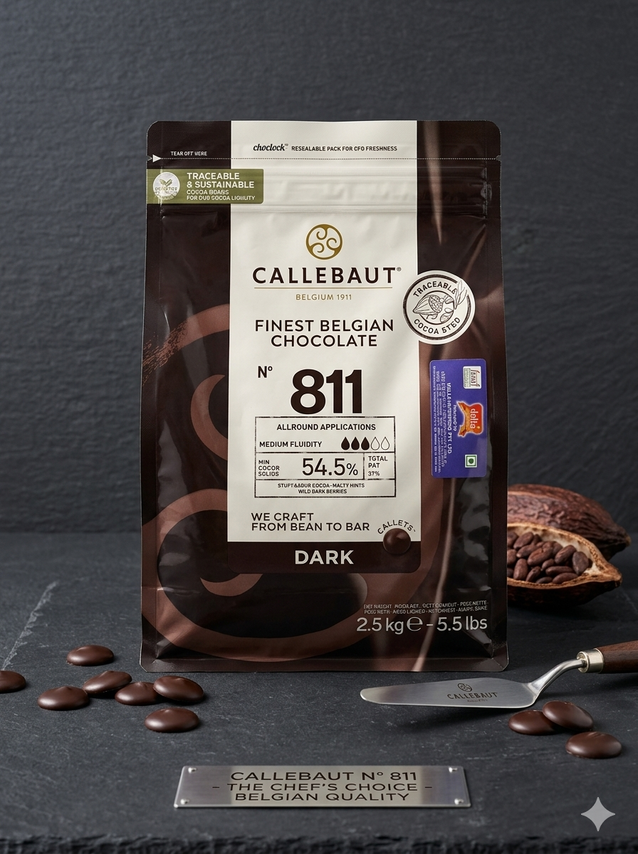 Callebaut Finest Belgian Dark Chocolate 811 – 54.5% Cocoa, 2.5 kg