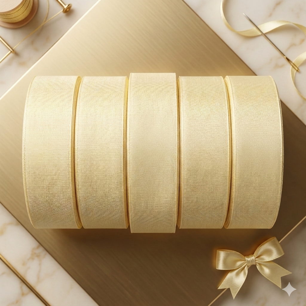 Premium Ivory Sheer Ribbon Roll for Gift Wrapping, Cake Packaging & Decoration
