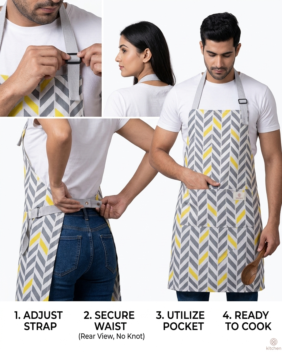 Geometric Print Kitchen Apron | Baking Cart