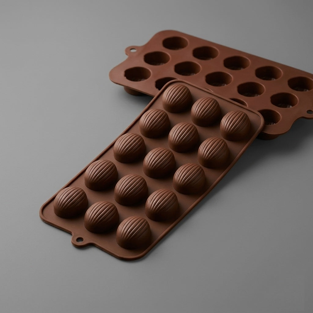 Premium Silicone Ridged Dome Chocolate Mold Tray - 15-Cavity