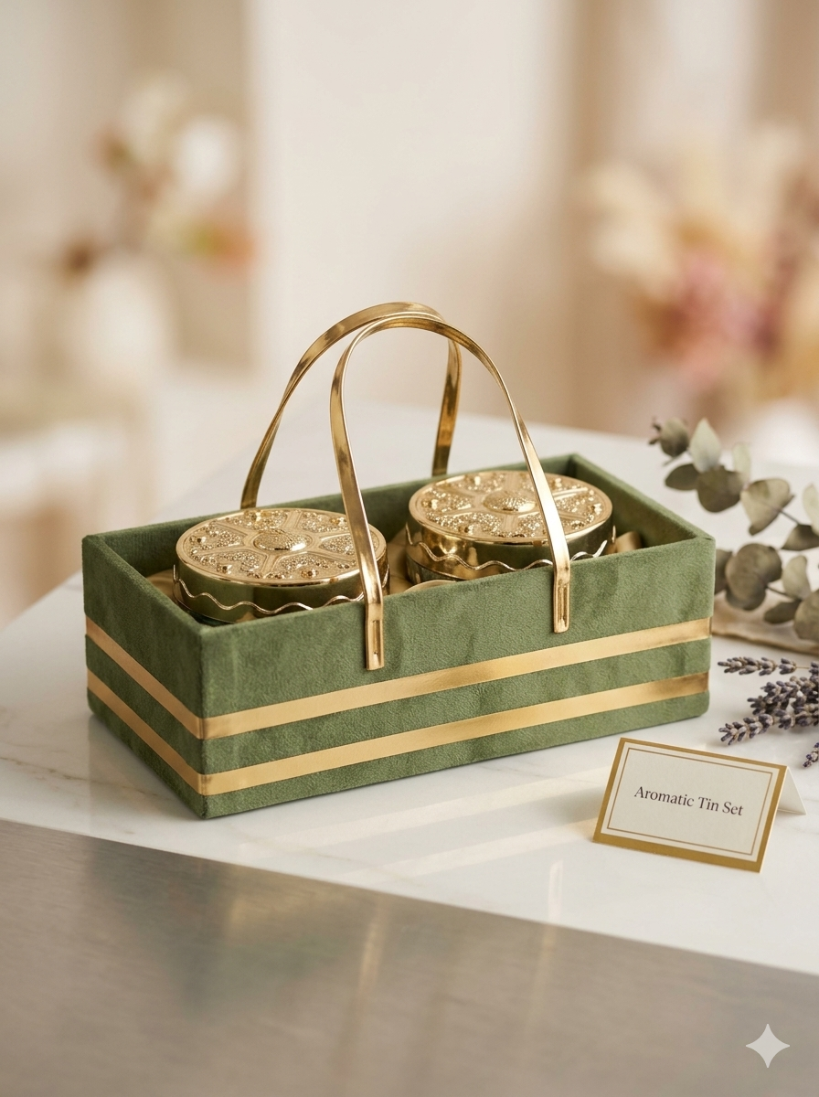 Premium Velvet Gift Tray with 2 Designer Glass Jars