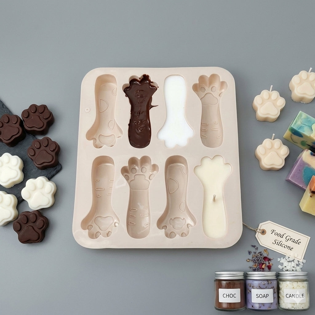Cat Paw Silicone Chocolate Mold | 8 Cavity Candy, Jelly & Fondant Mold