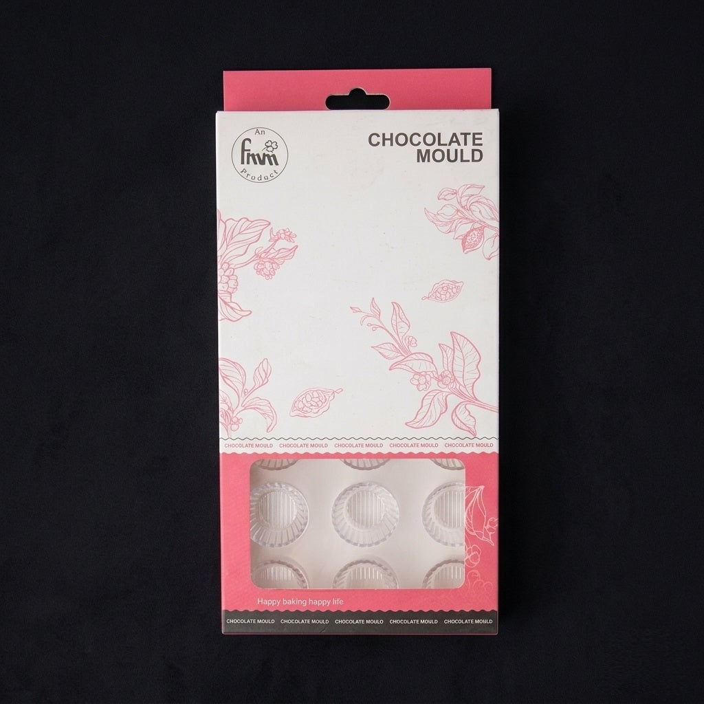 Premium Polycarbonate Fluted Round Chocolate Mold (18 Cavity)