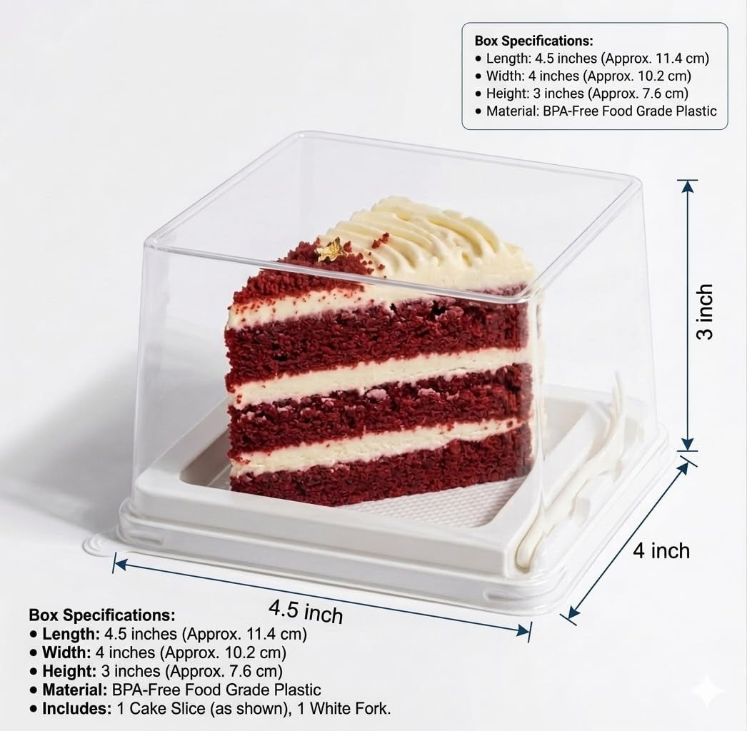 Clear Square Dessert Boxes with Lid (Pack of 25) | Disposable Leak-Proof Dessert Containers for Tiramisu, Pudding, Mousse, Cake | Transparent Boxes (Square Pack of 12)