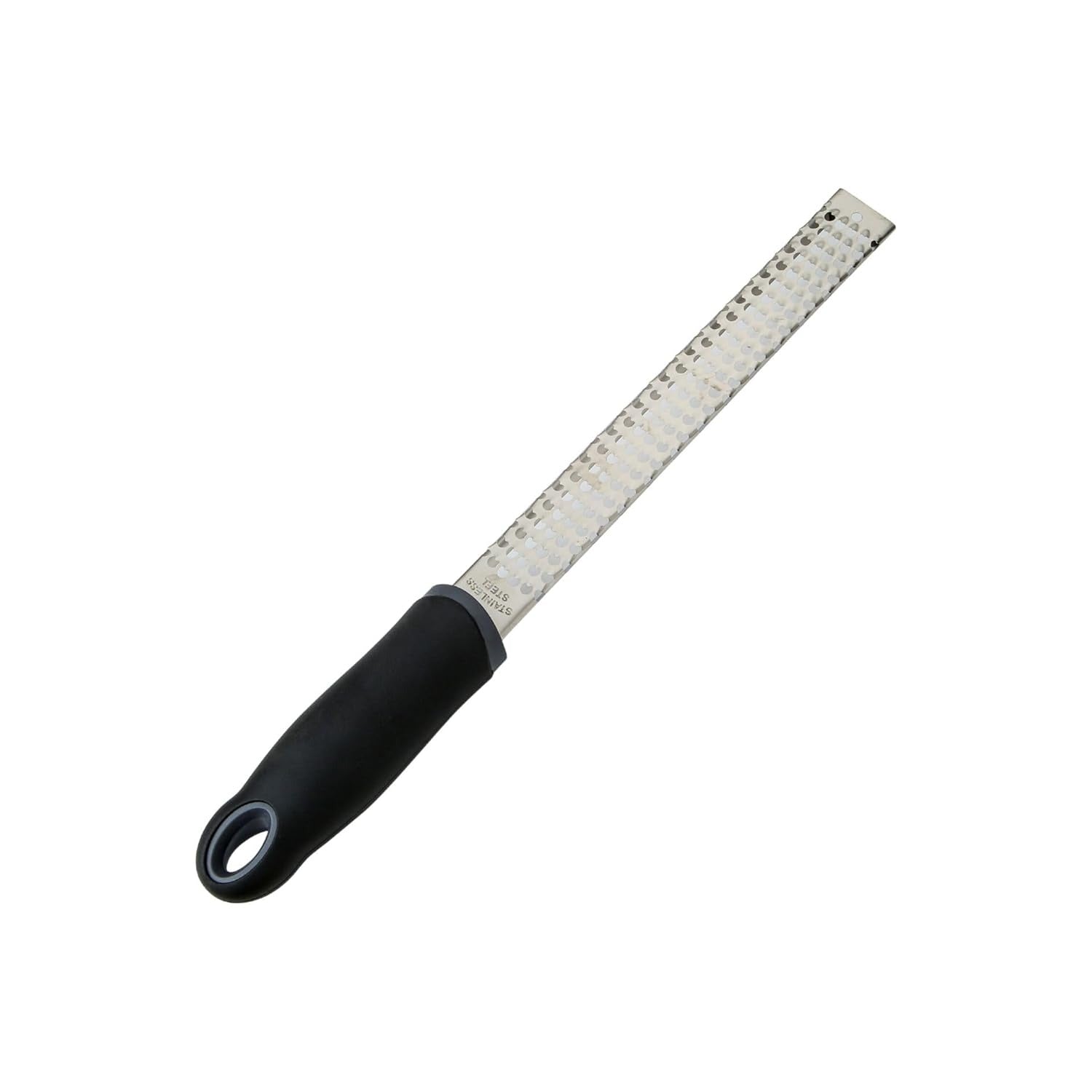 Stainless Steel Zester & Grater, 30cm – Non-Slip Red Handle Citrus Zester for Lemon, Cheese, Garlic & Ginger