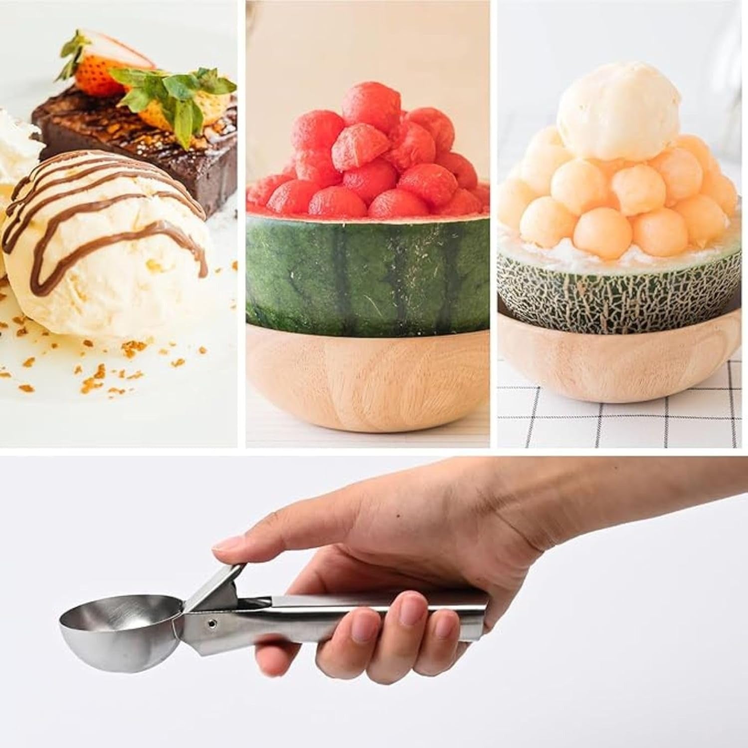 Premium Stainless Steel Ice Cream Scoop with Trigger