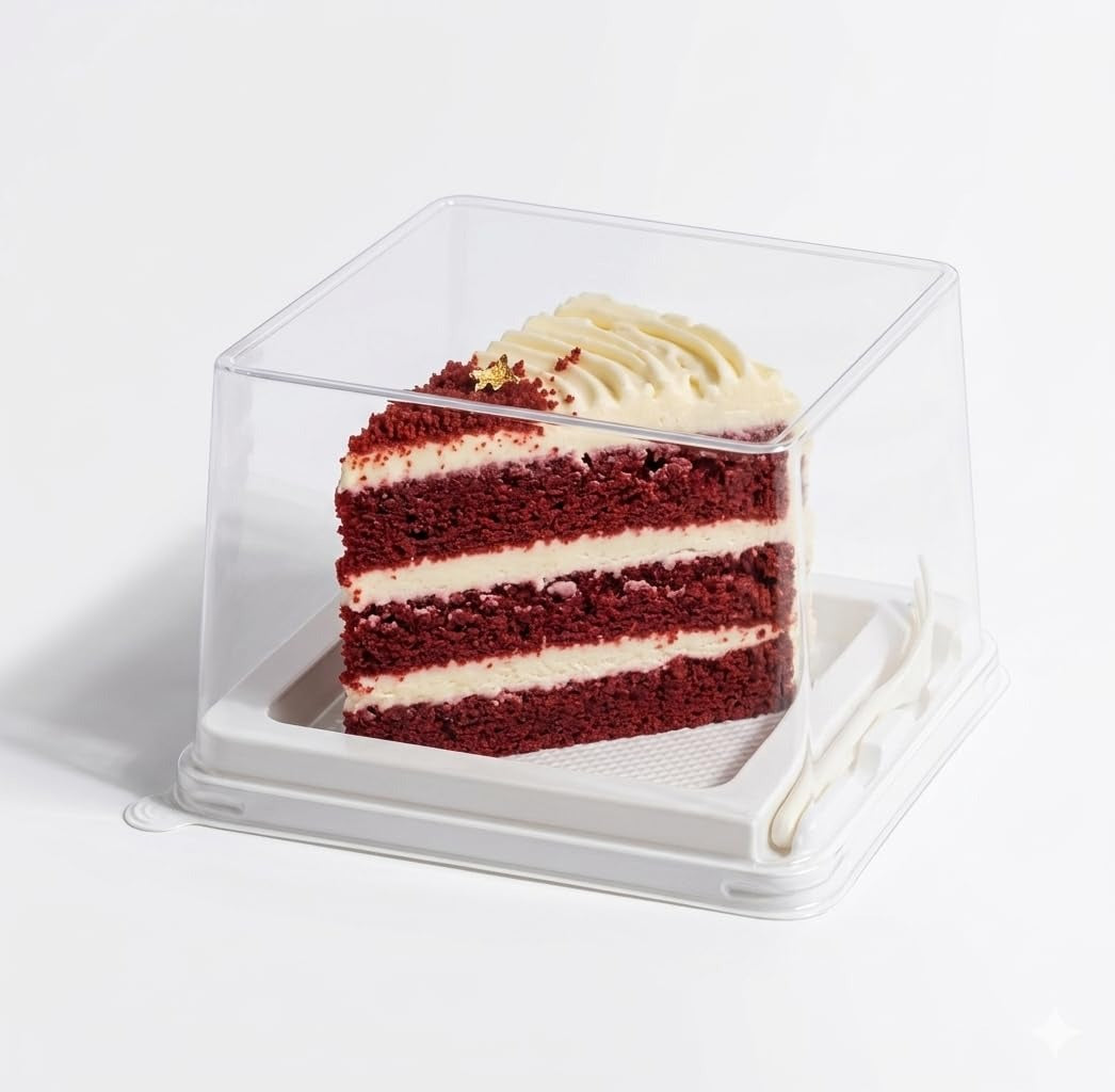 Clear Square Dessert Boxes with Lid (Pack of 25) | Disposable Leak-Proof Dessert Containers for Tiramisu, Pudding, Mousse, Cake | Transparent Boxes (Square Pack of 12)