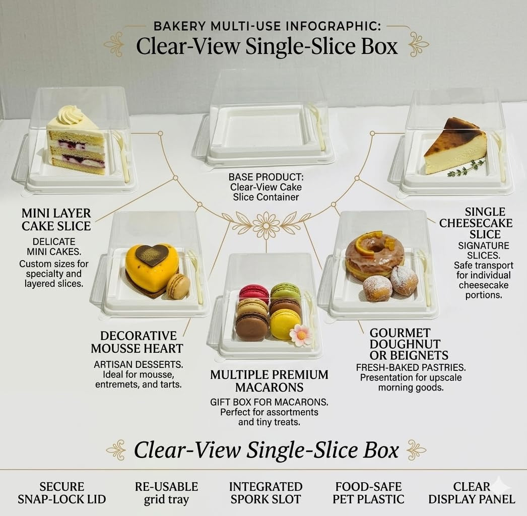 Clear Square Dessert Boxes with Lid | Disposable Leak-Proof Dessert Containers for Tiramisu, Pudding, Mousse, Cake | Transparent Boxes (Square Pack of 12)