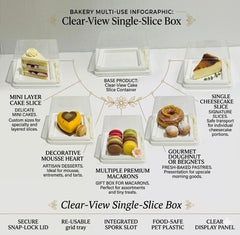 Clear Square Dessert Boxes with Lid (Pack of 25) | Disposable Leak-Proof Dessert Containers for Tiramisu, Pudding, Mousse, Cake | Transparent Boxes (Square Pack of 12)