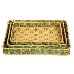 Handwoven Rectangular Bamboo Display Basket Set (3 Pieces)