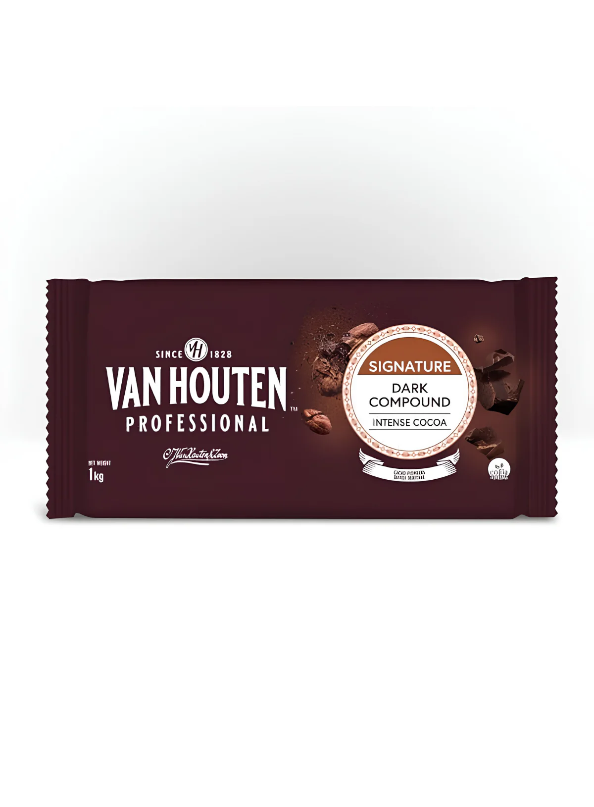 Van Houten Intense Dark Compound Chocolate Slab 1kg | Premium Dark Chocolate Compound for Baking & Desserts