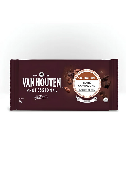 Van Houten Intense Dark Compound Chocolate Slab 1kg | Premium Dark Chocolate Compound for Baking & Desserts