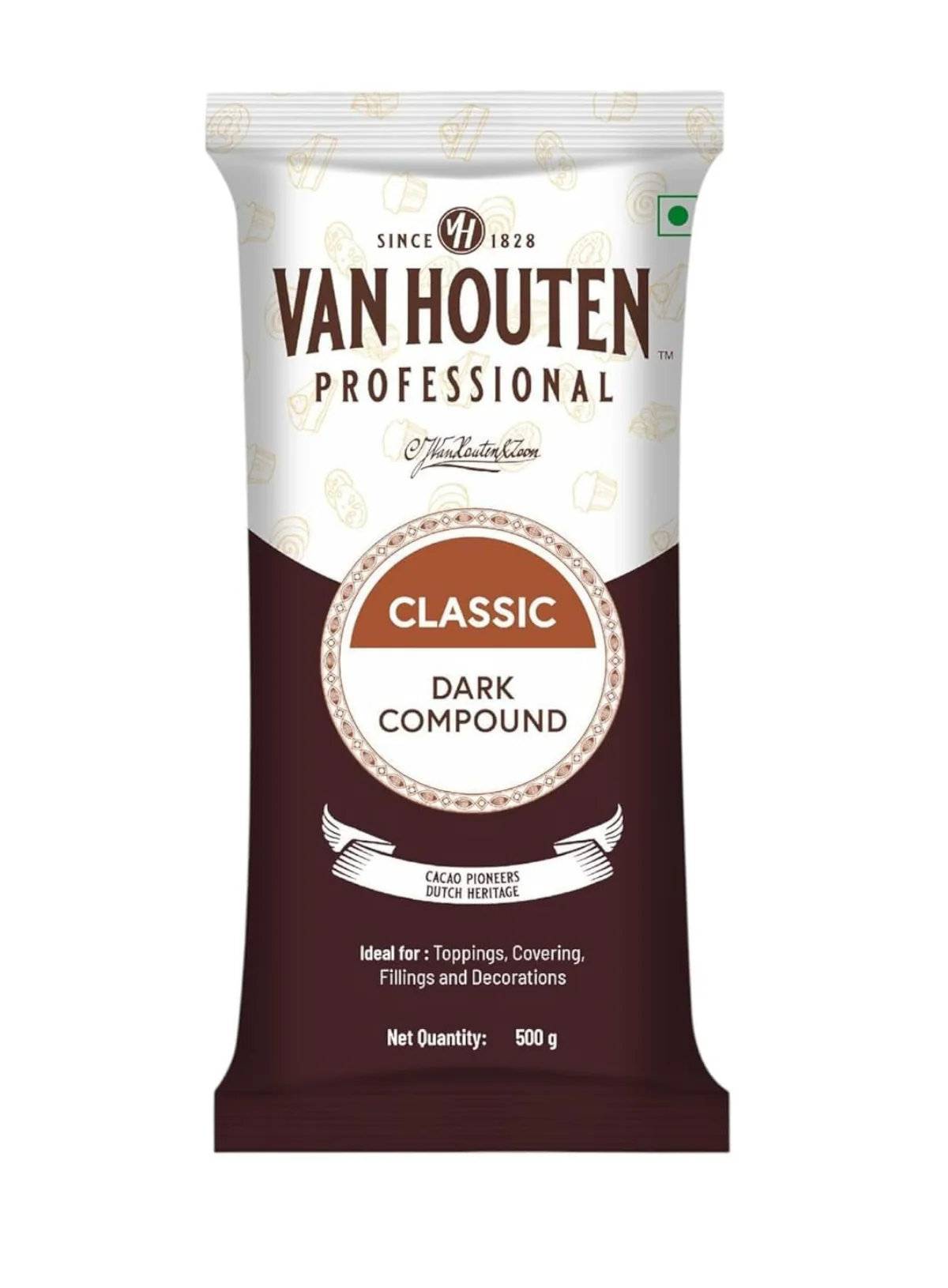 Van Houten Classic Dark Compound Chocolate Slab 500g | Dark Chocolate Compound for Baking & Desserts