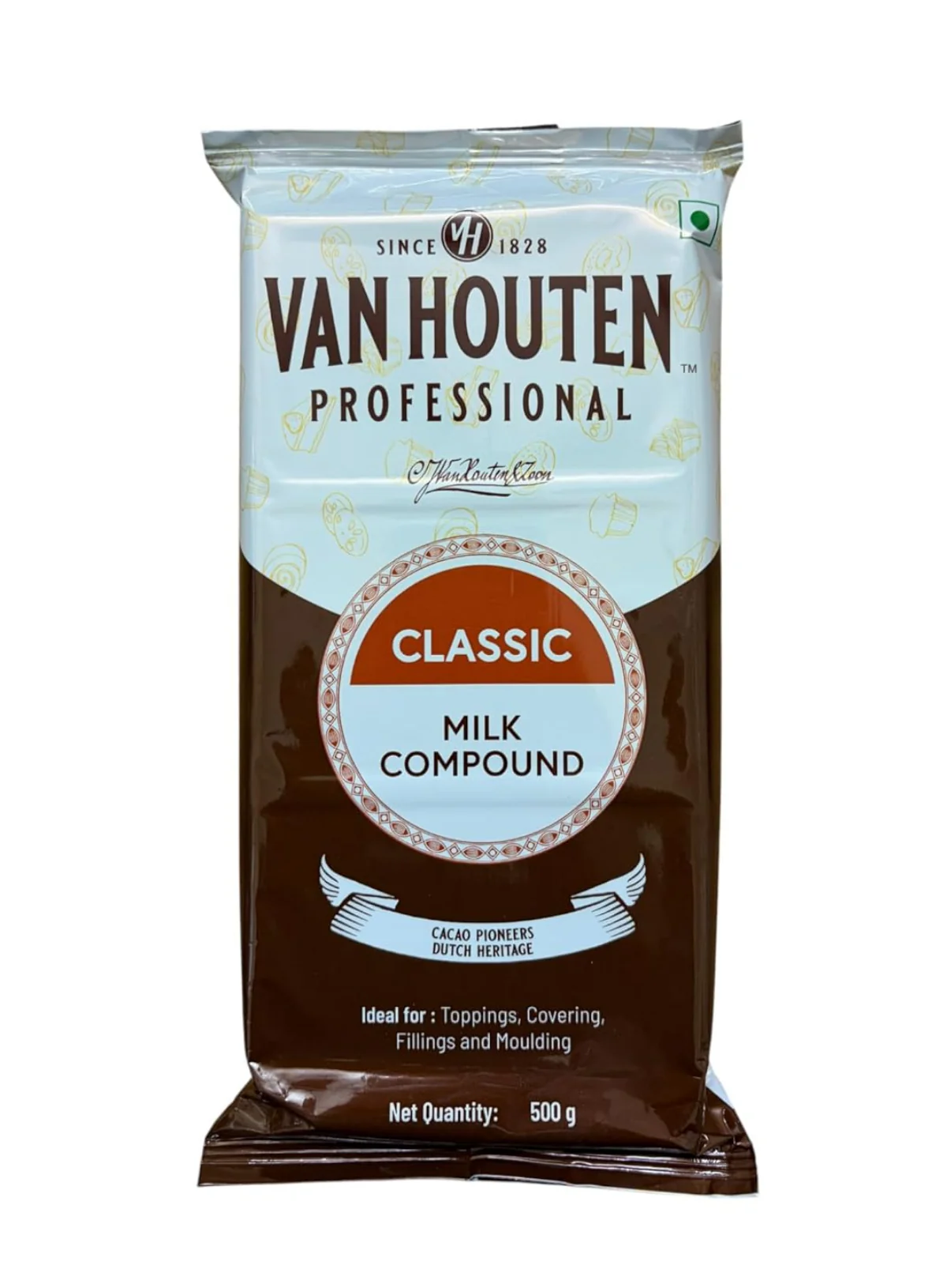 Van Houten Classic Milk Compound Chocolate Slab 500g | Premium Milk Chocolate Compound for Baking & Desserts
