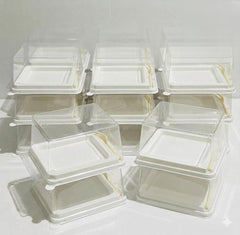 Clear Square Dessert Boxes with Lid (Pack of 25) | Disposable Leak-Proof Dessert Containers for Tiramisu, Pudding, Mousse, Cake | Transparent Boxes (Square Pack of 12)