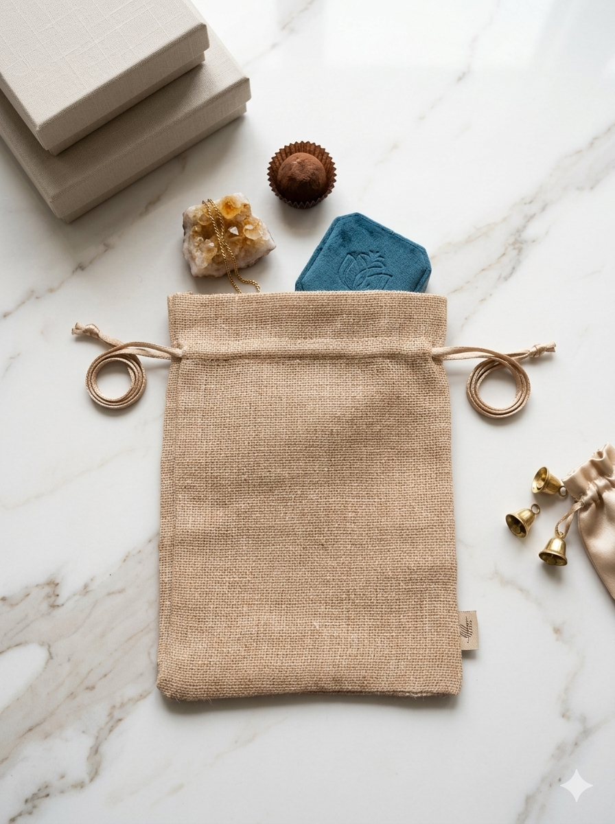 Premium Natural Jute Drawstring Potli Bag