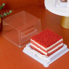 12 PCS White Transparent Small Cheese Cake Box with Fork and Lid, Size 4.5x4.5 Inch Height 2.7 Inch, Desserts, Mousses, Pudding, Containers, Bakery Packaging DIY Mini Gift Box, Festivals Food Packing