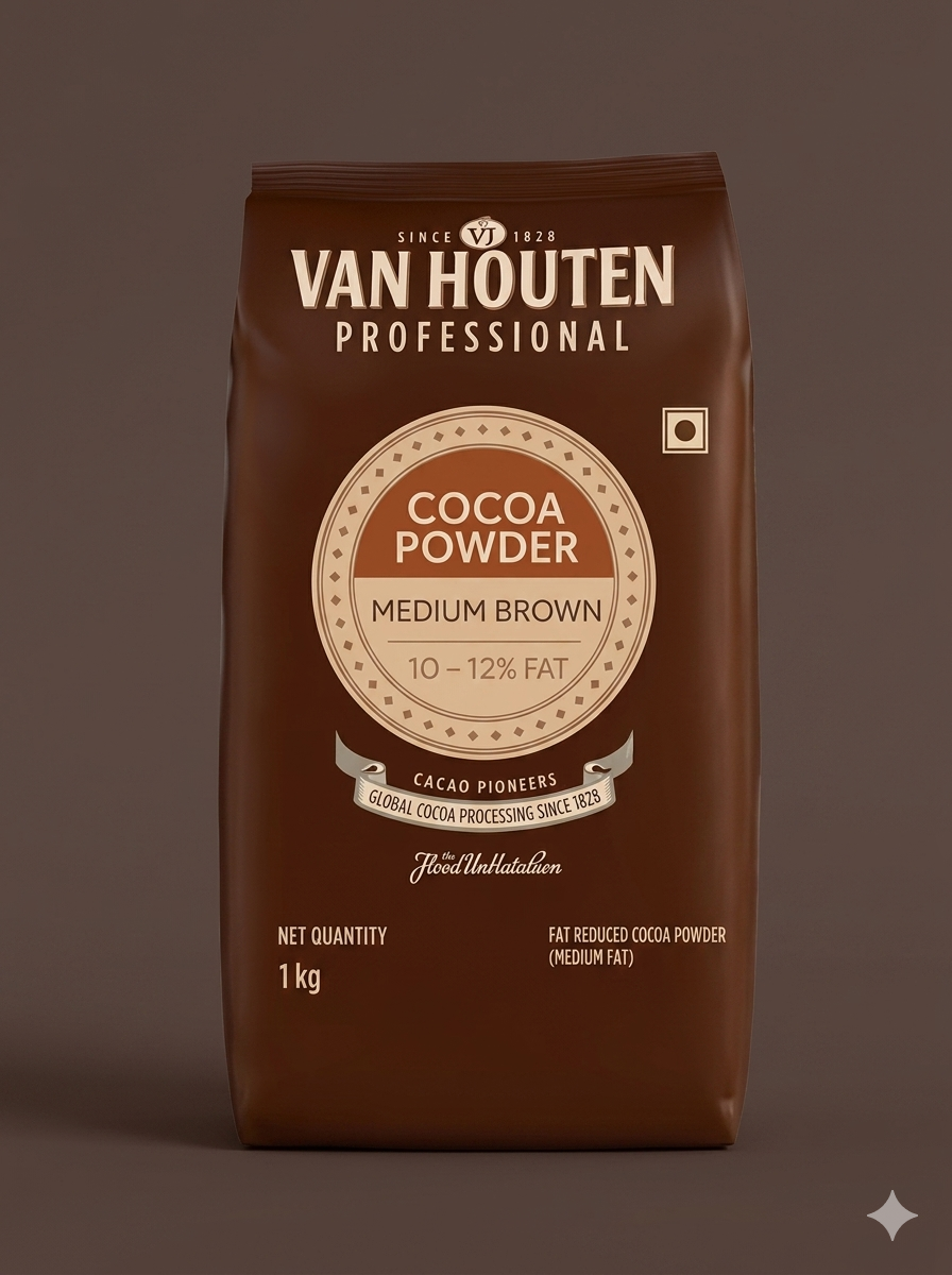 Van Houten Cocoa Powder || 1kg - Medium Brown || Original Dutch Processed - Unsweetened || 100% Cocoa Beans ||MRP 1195/-RS PER KG
