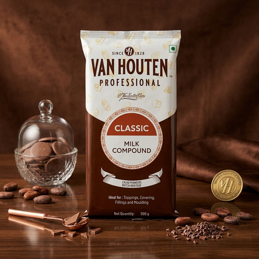Van Houten Classic Milk Compound Chocolate Slab 500g | Premium Milk Chocolate Compound for Baking & Desserts